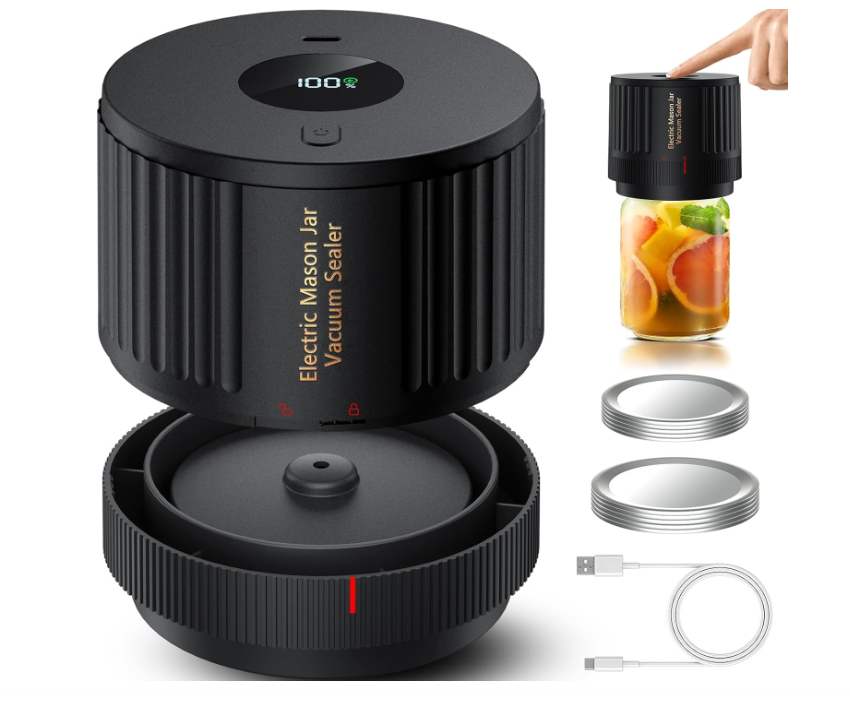 The LOVE MOMENT electric Mason jar vacuum sealer kit is suitable for wide mouth and regular caliber Mason jars
