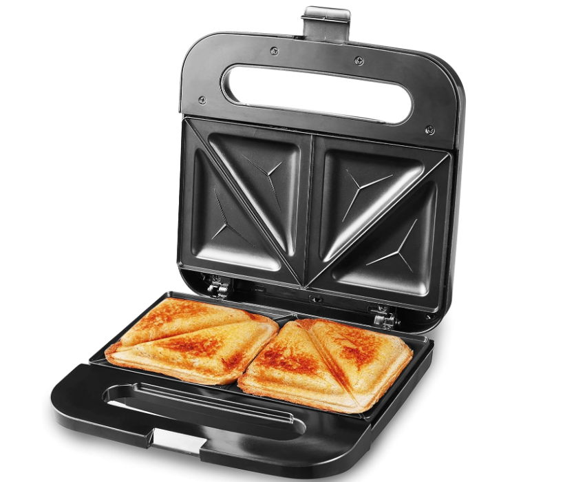 Elite Gourmet ESM2207SS# Stainless Steel Sandwich Panini Maker Grilled Cheese Maker Tuna Melt Omelet Non-stick Cooking Surface,2 pieces,750 watts, stainless steel
