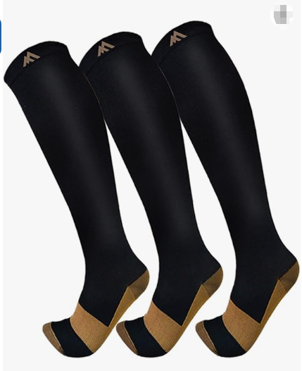 Double copper compression socks