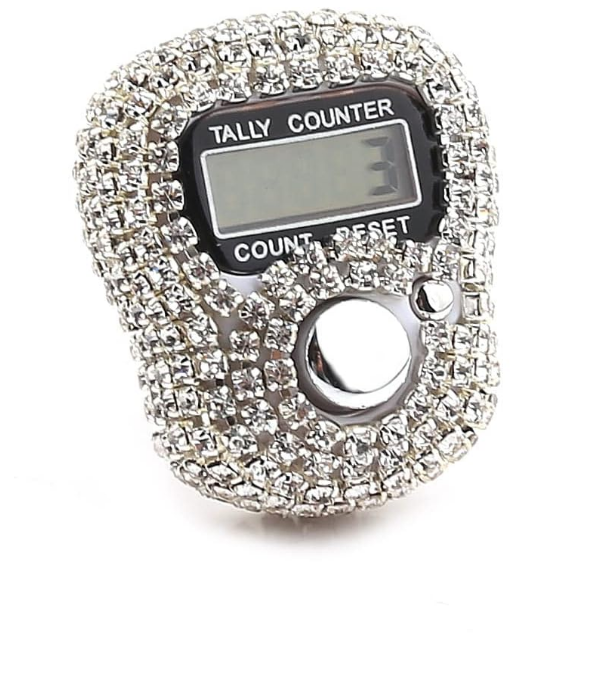  OREN Crystal Diamond Rhinestone Digital Electronic Finger Counter, Islamic Muslim Tasbeeh Prayer Dhikr Counter, Knitting Stitch and Sports Tour Counter